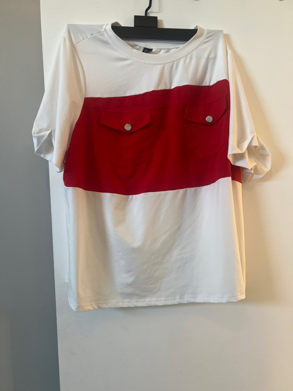 Red and White Colorblock Tee